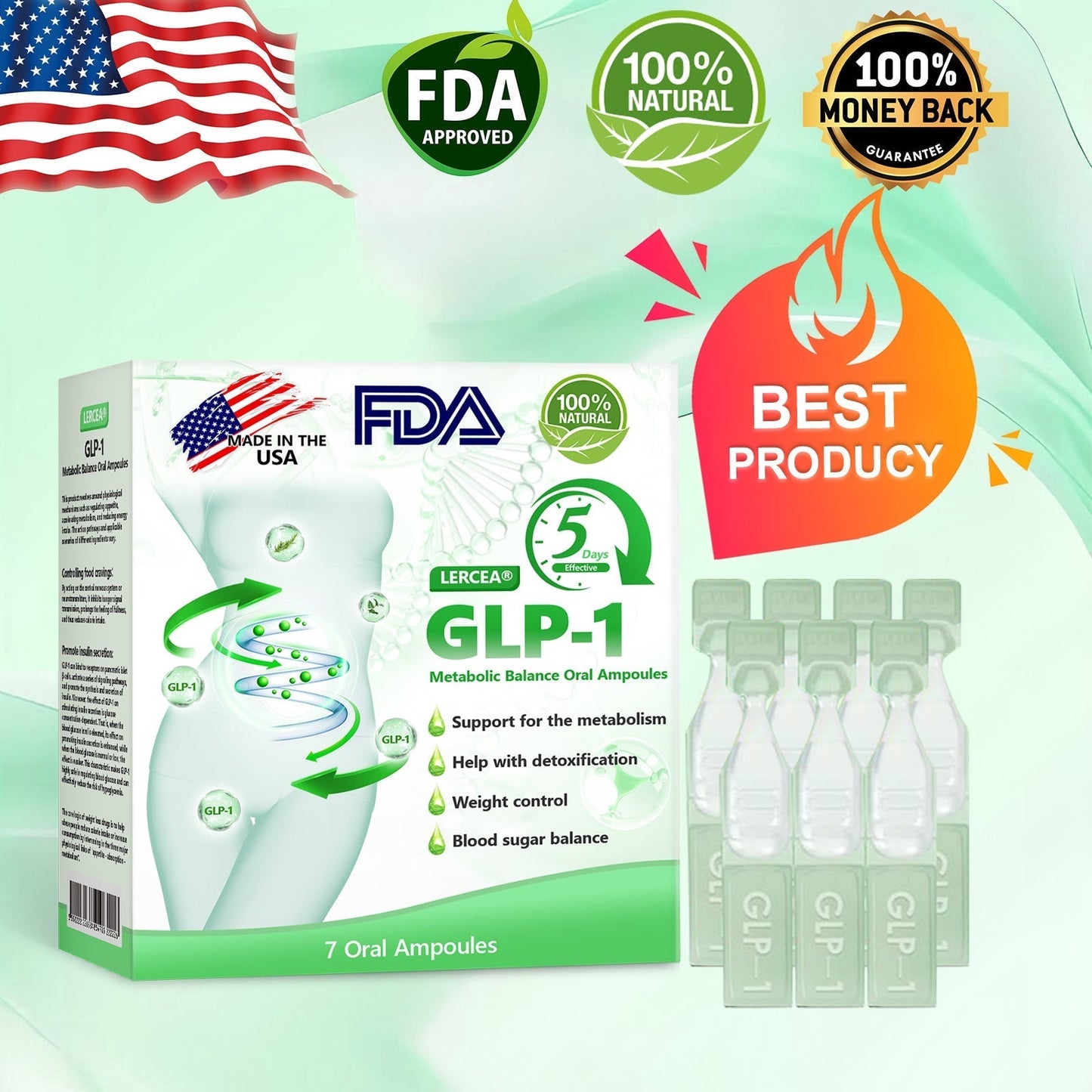 30% OFF🎁🎁𝐋𝙀𝑹𝐂𝗘𝗔® 𝑮𝗟𝐏-𝟭 Metabolic Balance Oral Ampoules👩‍⚕️